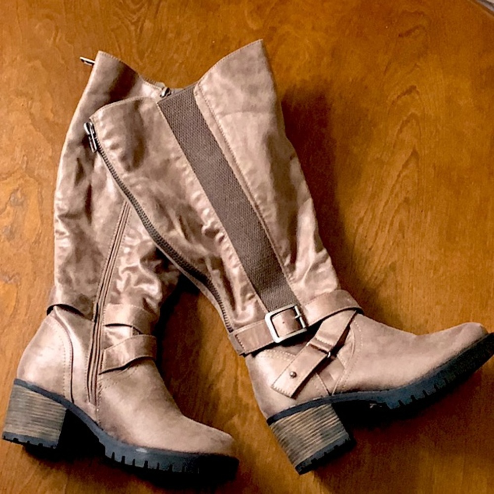 Faux brown suede boot - 7 wide width and wide calf